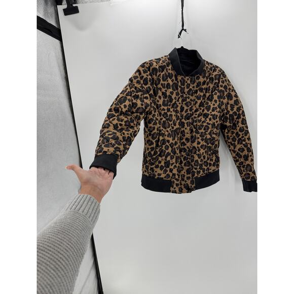 Gap reversible bomber jacket leopard print black size S casual quilted versatile - Picture 4 of 10